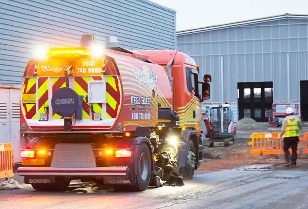 Car park sweeping service with operator using Mega Sweep